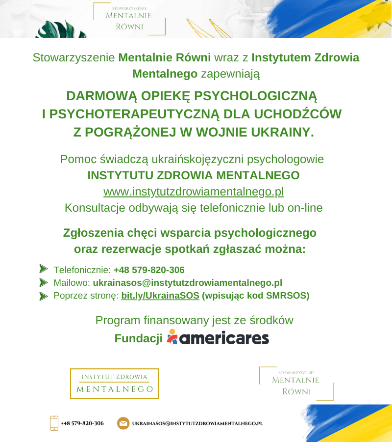 Wsparcie psychologiczne dla uchodźców z Ukrainy!!