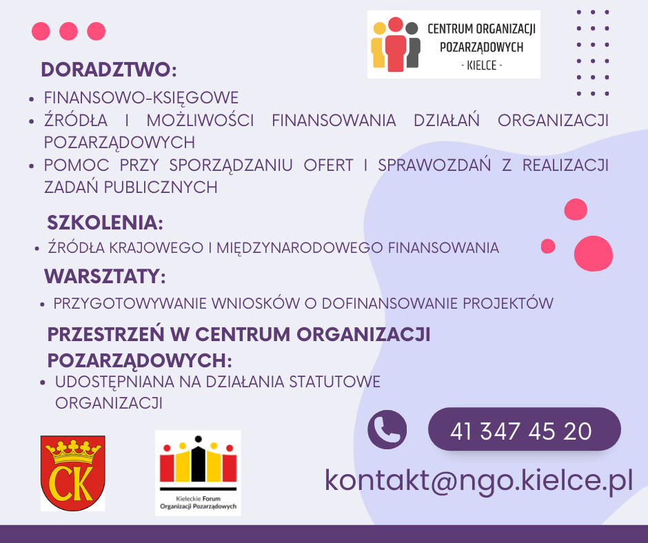 Zapraszamy wszystkie organizacje z Kielc do korzystania ze wsparcia!!
