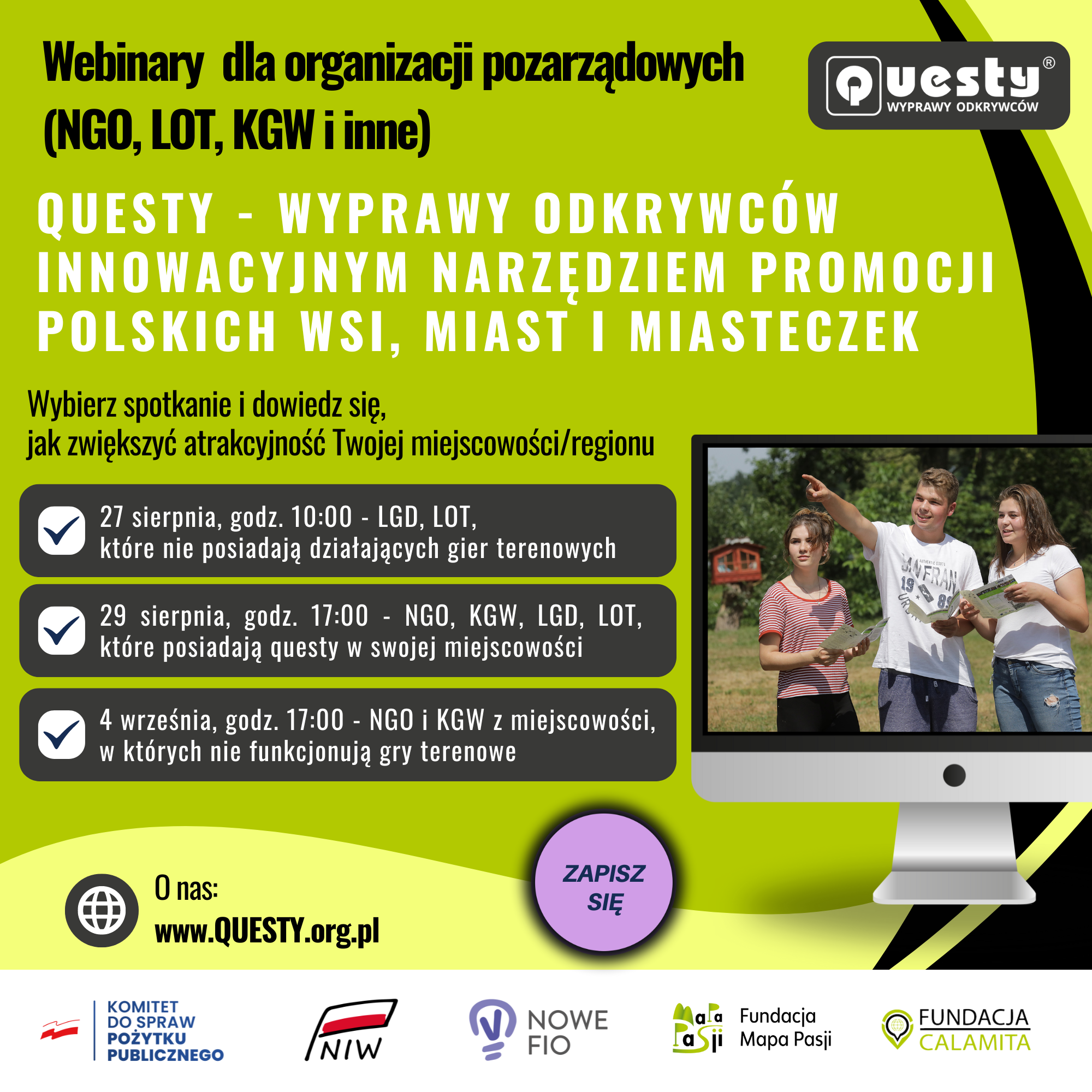 QUESTY -SERDECZNIE ZAPRASZAMY NA WEBINARY!!